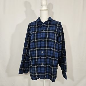 L.L. Bean blue button down flannel top men's size small regular